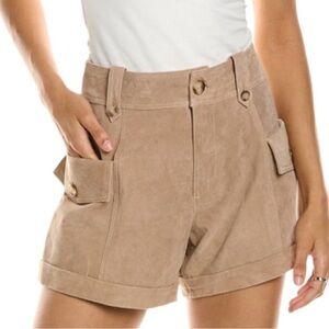 BLANK NYC Suede Leather Shorts 24 Bare It All tan / beige small